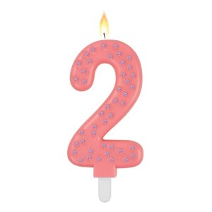 MAXI CAKE CANDLE - NUMBER 2 - PINK