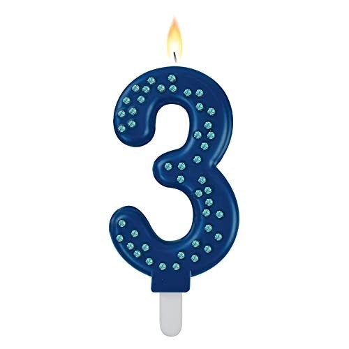 MAXI CAKE CANDLE - NUMBER 3 - BLUE