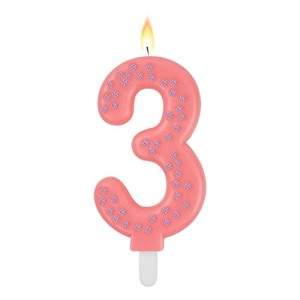 MAXI CAKE CANDLE - NUMBER 3 - PINK