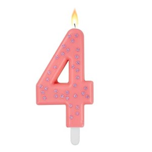 MAXI CAKE CANDLE - NUMBER 4 - PINK