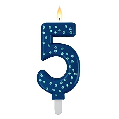 MAXI CAKE CANDLE - NUMBER 5 - BLUE