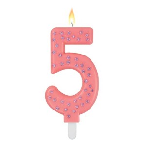 MAXI CAKE CANDLE - NUMBER 5 - PINK