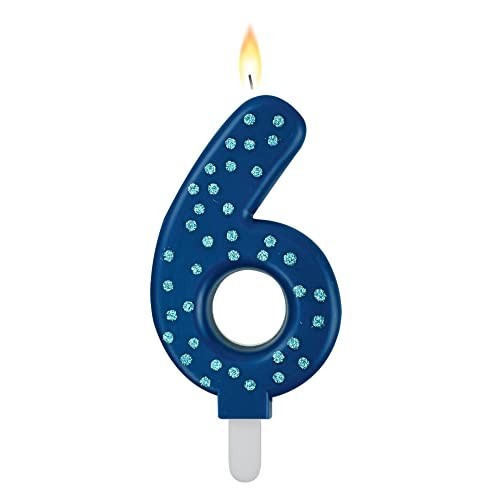 MAXI CAKE CANDLE - NUMBER 6 - BLUE