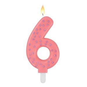 MAXI CAKE CANDLE - NUMBER 6 - PINK