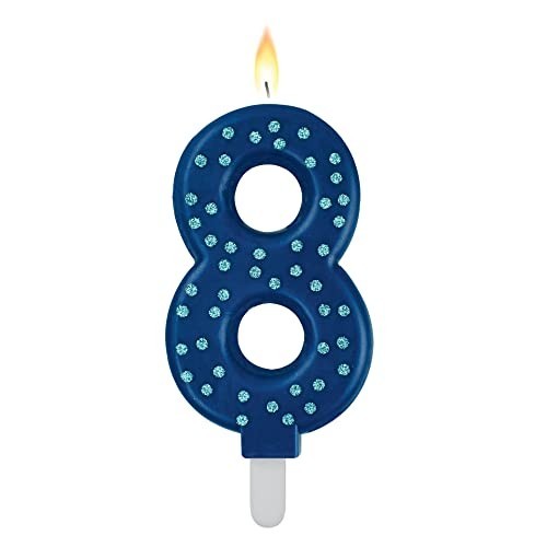 MAXI CAKE CANDLE - NUMBER 8 - BLUE