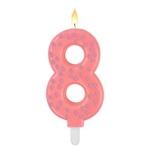 MAXI CAKE CANDLE - NUMBER 8 - PINK