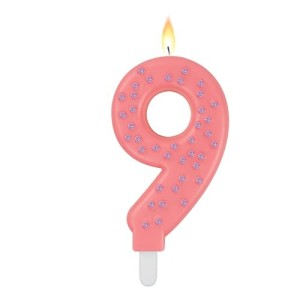 MAXI CAKE CANDLE - NUMBER 9 - PINK