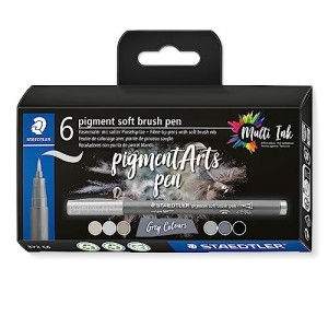 Astuccio 6 Brush PigmentArts Grey Colours Staedtler