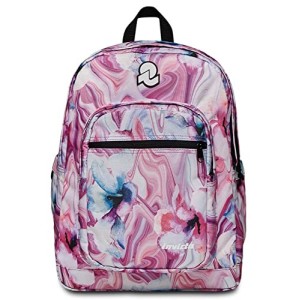 Zaino Invicta Backpack Fantasy Rosa con Onde Bianche e Fiore