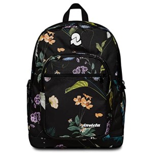 Zaino Invicta Backpack Fantasy Nero con Fiori Colorati