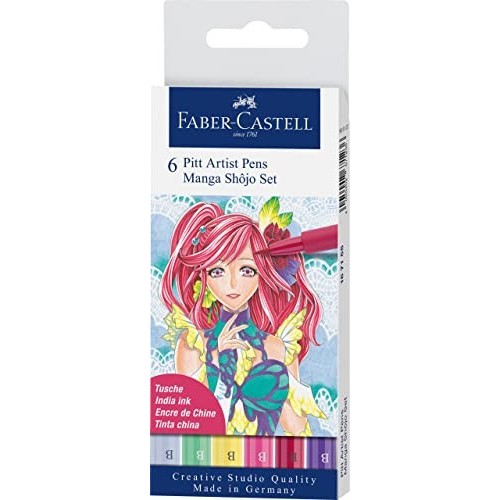 Astuccio 6 Brush Pitt Artist Pens Manga Shojo Set Col. Femminili