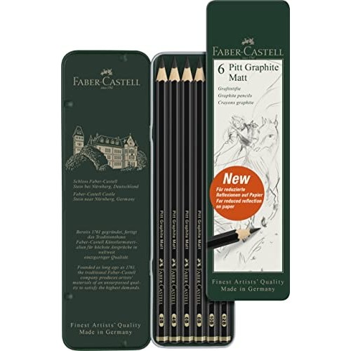 Faber-Castell 115207 - Set in Metallo di 6 matite Pitt Graphite Matt