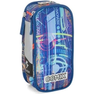 Astuccio Rigido Maxi Comix Flash 1 Zip 3 Scomparti Pieno Cyano