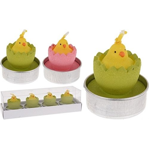 Decorazioni pasquali, Set 4 candele pulcino 4 cm 2 colori assortiti