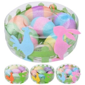 Decorazioni pasquali, Set 6 Uova di pasqua con glitter 6 cm