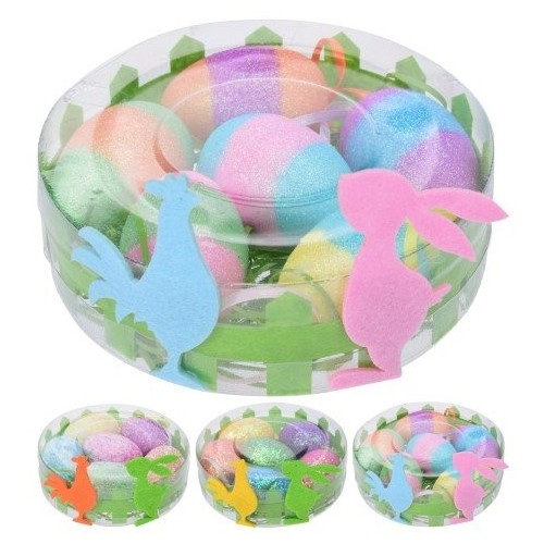 Decorazioni pasquali, Set 6 Uova di pasqua con glitter 6 cm