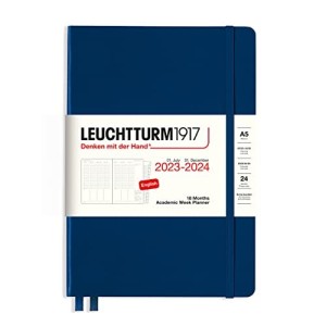 Agenda Settimanale 18 Mesi Media A5 2024 con Quaderno Aggiuntivo Blu Navy Leuchtturm