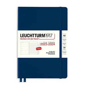 Agenda Settimanale 18 Mesi Media A5 2024 con Quaderno Aggiuntivo Blu Navy Leuchtturm