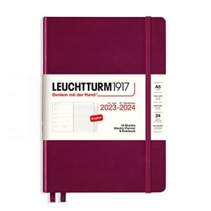 Agenda Settimanale 18 Mesi Media A5 2024 con Quaderno Aggiuntivo Port Red Leuchtturm