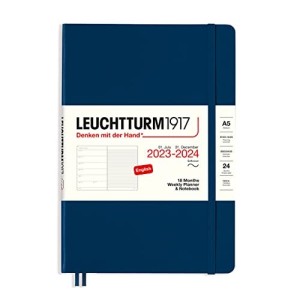 Agenda Settimanale e Taccuino Media A5 2024 con Copertina Morbida Blu Navy Leuchtturm