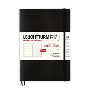 Agenda Settimanale e Taccuino Media A5 2024 con Copertina Morbida Nero Leuchtturm