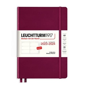 Agenda Settimanale Planner 18 Mesi Media A5 2024 con Quaderno Aggiuntivo Port Red Leuchtturm