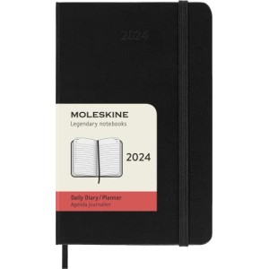 Moleskine Agenda Giornaliera 2024 Copertina Rigida e Chiusura Elastica 9 x 14 cm Colore Nero