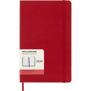 Moleskine Agenda Giornaliera 2024 Copertina Rigida e Chiusura Elastica 13 x 21 cm Colore Rosso