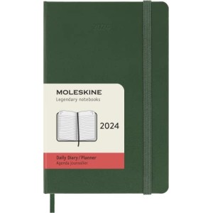 Moleskine Agenda Giornaliera 2024 Copertina Rigida e Chiusura Elastica 9 x 14 cm Colore Verde Mirto