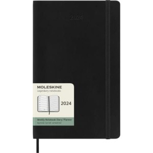 Moleskine Agenda Settimanale 2024 con Layout Orizzontale Copertina Morbida 13 x 21 cm Colore Nero