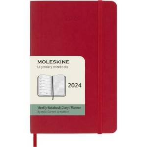 Moleskine Agenda Settimanale 2024 con Layout Orizzontale Copertina Morbida 9 x 14 cm Colore Rosso