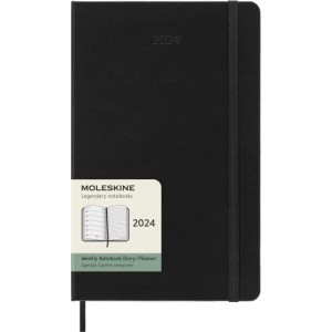 Moleskine Agenda Settimanale 2024 con Layout Orizzontale Copertina Rigida 13 x 21 cm Colore Nero