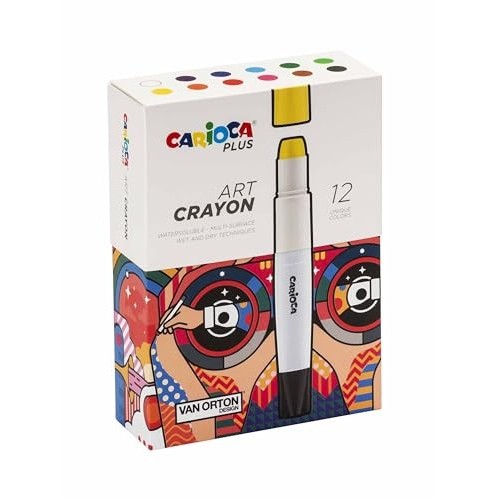 Carioca Plus - Pastello Artistico Art Crayon Astuccio da 12, Adatto a più superfici, Per tecniche umide e secche