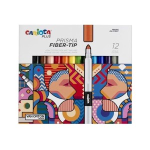 Carioca Plus - Pennarelli Prisma per uso Artistico, Design Ergonomico, Astuccio da 12 pezzi