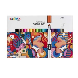 Carioca Plus - Pennarelli Prisma per uso Artistico, Design Ergonomico, Astuccio da 18 pezzi