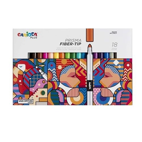 Carioca Plus - Pennarelli Prisma per uso Artistico, Design Ergonomico, Astuccio da 18 pezzi