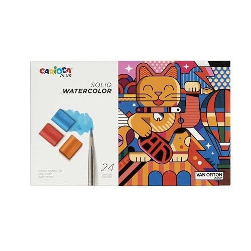 Carioca Plus - Solid Watercolor - 24 Acquerelli Solidi a Grana Fine e ad Alta Coprenza