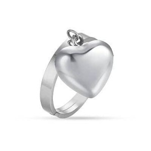 ANELLO DONNA IN ACCIAIO CON CUORE PIENO