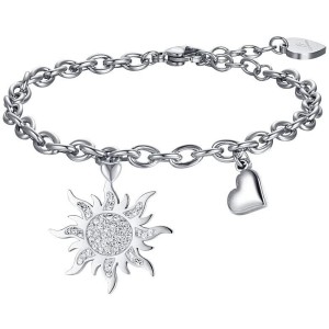 BRACCIALE DONNA IN ACCIAIO CON SOLE CON CRISTALLI BIANCHI