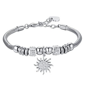 BRACCIALE DONNA IN ACCIAIO CON SOLE CON CRISTALLI BIANCHI