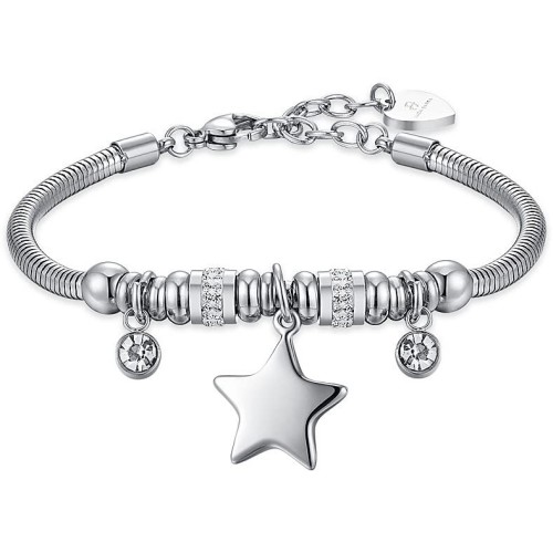 BRACCIALE DONNA IN ACCIAIO CON STELLA E CRISTALLI BIANCHI