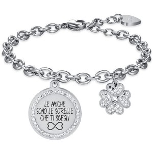 BRACCIALE DONNA IN ACCIAIO LE AMICHE SONO LE SORELLE CHE TI SCEGLI CON SMALTO