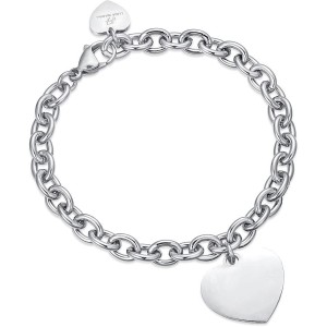 BRACCIALE DONNA PERSONALIZZATO IN ACCIAIO CON CUORE MAGLIA CATENA