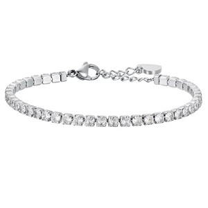 BRACCIALE TENNIS DONNA IN ACCIAIO CON CRISTALLI BIANCHI DA 4 MM