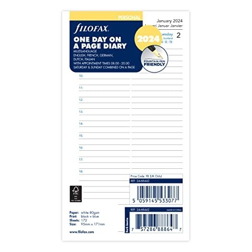 Ricambio Filofax 2024 Personal Diario Giornaliero