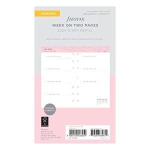 Ricambio Filofax 2024 Personal Confetti Diario settimanale su Due Pagine