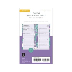 Ricambio Filofax 2024 Personal Floral Diario settimanale su Due Pagine