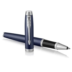 Penna Parker IM Roller, Inchiostro Nero, Matte Blue Chrome Trim