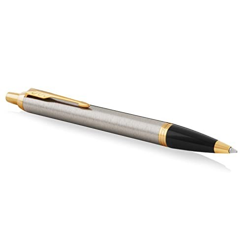 Penna Parker IM Sfera, Inchiostro Blu, Brushed Metal Golden Trim