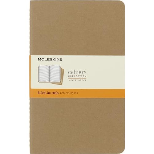 Moleskine Set Di 3 Quaderni 13x21 A Righe Copertina Avana in Cartoncino